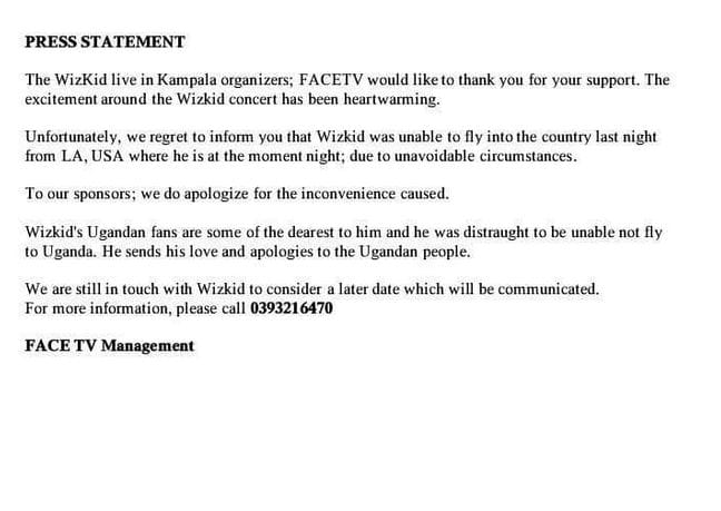 wizkid-show-canceled - Spur Magazine
